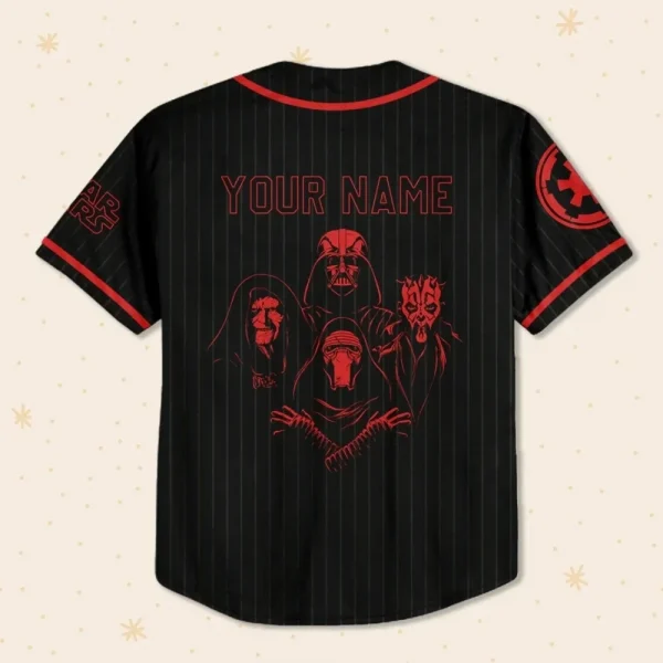 Personalize Disney Star Wars Dark Side Black Red Striped, Custom Name Kid Adult Baseball Jersey Gift For Star Wars Fans Baseball Team Outfit