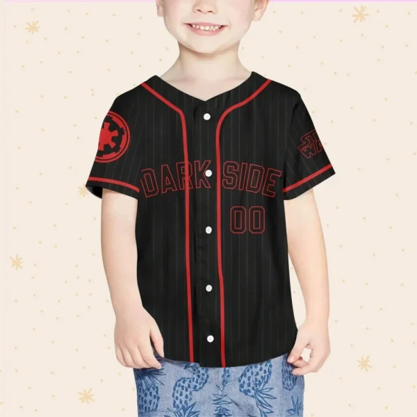 Personalize Disney Star Wars Dark Side Black Red Striped, Custom Name Kid Adult Baseball Jersey Gift For Star Wars Fans Baseball Team Outfit