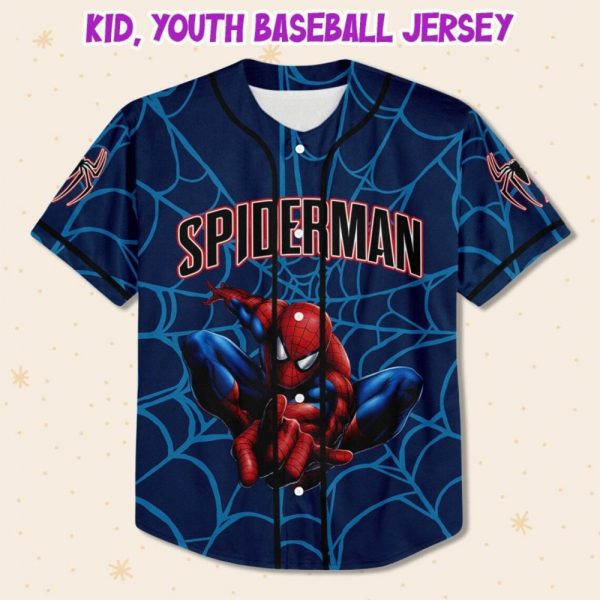 Personalize Disney Spiderman Awesome Blue, Custom Kid Youth Adult Disney Jersey Spider Man Jersey, Baseball Jersey, Gift For Disney Fans