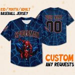 Personalize Disney Spiderman Awesome Blue, Custom Kid Youth Adult Disney Jersey Spider Man Jersey, Baseball Jersey, Gift For Disney Fans