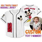 Personalize Vintage Disney Cute Mickey Mouse Custom Kids, Youth, Adult Disney Baseball Jersey Sports Cute Gifts For Fans Disney