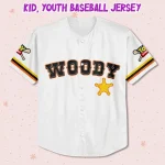 Custom Toy Story Woody White Baseball Jersey, Matching Baseball Team Outfit, Adult Youth Toddler Jersey, Toy Story Jersey, Gift For Fans
