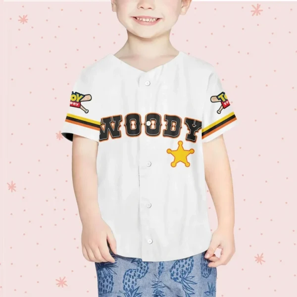 Custom Toy Story Woody White Baseball Jersey, Matching Baseball Team Outfit, Adult Youth Toddler Jersey, Toy Story Jersey, Gift For Fans