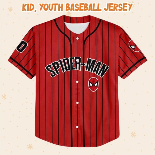 Personalize Spiderman Striped Black Red, Custom Kid Youth Adult Disney Jersey Spider Man Jersey, Baseball Jersey, Gift For Disney Fans
