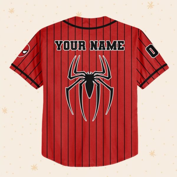 Personalize Spiderman Striped Black Red, Custom Kid Youth Adult Disney Jersey Spider Man Jersey, Baseball Jersey, Gift For Disney Fans