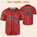 Personalize Spiderman Striped Black Red, Custom Kid Youth Adult Disney Jersey Spider Man Jersey, Baseball Jersey, Gift For Disney Fans