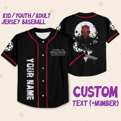 Personalize Starwar Darth Maul Scimitar Custom Kids Youth Adult Disney Baseball Jersey Sports Outfits Cute Gifts For Fans Disney