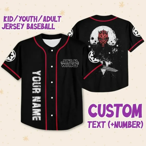 Personalize Starwar Darth Maul Scimitar Custom Kids Youth Adult Disney Baseball Jersey Sports Outfits Cute Gifts For Fans Disney