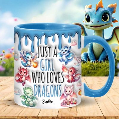 Just A Girl Who Loves Dragons - Personalized Dragon Accent Mug