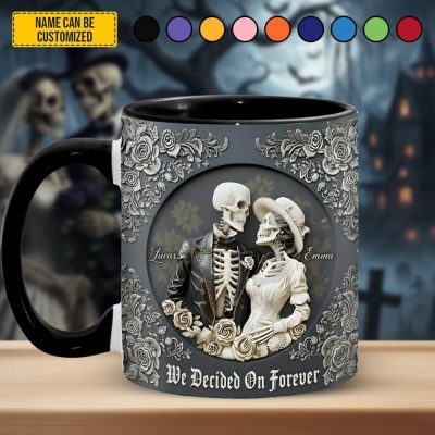 Skull Couple - Personalized Couple Accent Mug, Gift For Couple