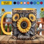 Sunflower Leopard Print - Personalized Accent Mug