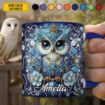 Personalized Crystal Blue Owl Accent Mug