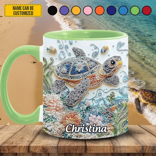Personalized Crystal Turtle Ocean Accent Mug