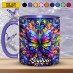 Colorful Butterflies - Personalized Butterfly Accent Mug