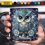 Personalized Crystal Blue Owl Accent Mug