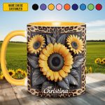 Sunflower Leopard Print - Personalized Accent Mug