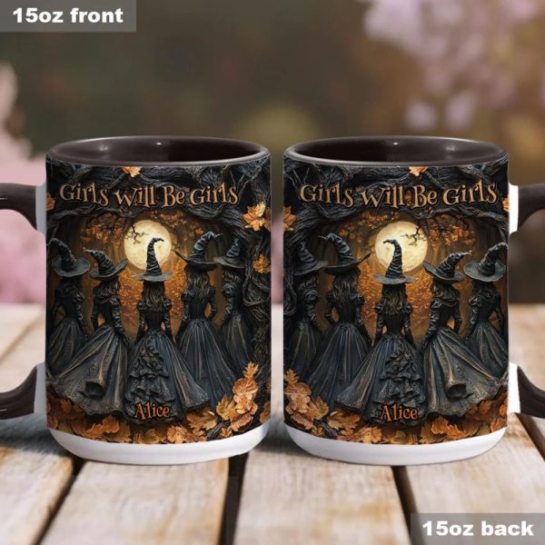 Girls Will Be Girls - Personalized Witch Accent Mug