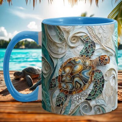 Love Turtles, Personalized Turtle Accent Mug