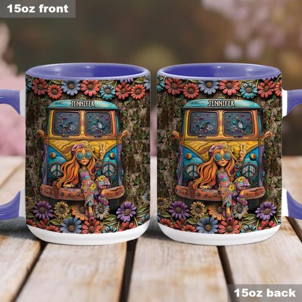 Hippie Girl - Personalized Hippie Accent Mug