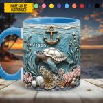 Personalized Beautiful Sea Turtle Accent Mug