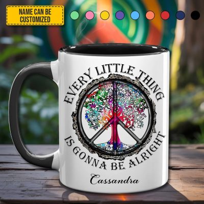 Every Little Thing Is Gonna Be Alright  - Personalized Hippie Accent Mug