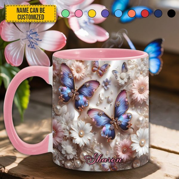 Love Butterflies - Personalized Butterfly Accent Mug