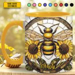 Personalized Stained Glass Bee Accent Mug