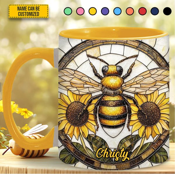 Personalized Stained Glass Bee Accent Mug
