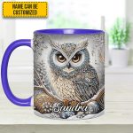 Beautiful Owl Diamond - Personalized Owl Accent Mug