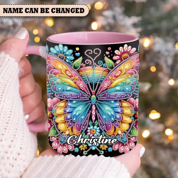 Diamond Butterfly – Personalized Butterfly Accent Mug
