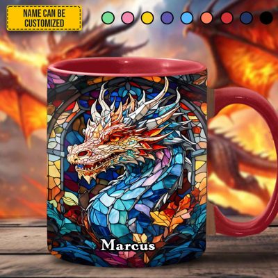 Personalized Stained Glass Dragon Accent Mug