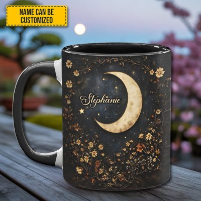 Crescent Moon Wildflower - Personalized Accent Mug