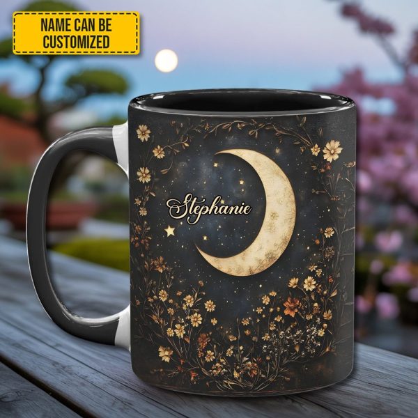 Crescent Moon Wildflower - Personalized Accent Mug
