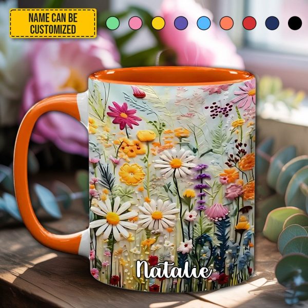 Spring Flowers - Personalized Flower Accent Mug