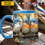 Row Of Bluebirds - Personalized Bird Accent Mug