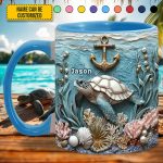 Personalized Beautiful Sea Turtle Accent Mug