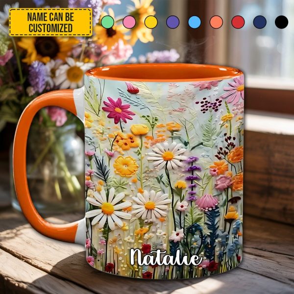 Spring Flowers - Personalized Flower Accent Mug