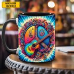 Hippie Guitar- Personalized Hippie Accent Mug