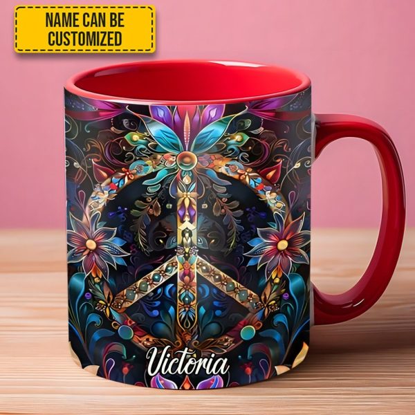 Peace & Love Symbol – Personalized Hippie Accent Mug