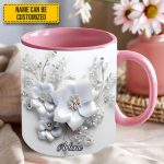 White Flowers - Personalized Flower Accent Mug