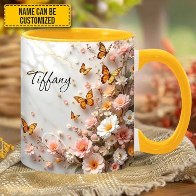 Butterfly And Flower - Personalized Accent Mug