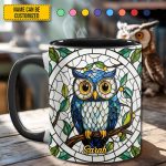 Personalized Stained Glass Owl Accent Mug