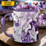 Purple Butterfly Flowers - Personalized Accent Mug