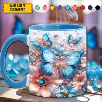 Sparkle Butterflies - Personalized Butterfly Accent Mug