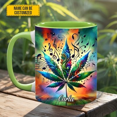 Personalized Music & Weed Vibes Accent Mug