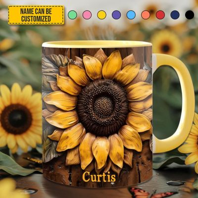 Sunflower Accent Mug - Personalized Accent Mug