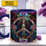 Peace & Love Symbol – Personalized Hippie Accent Mug