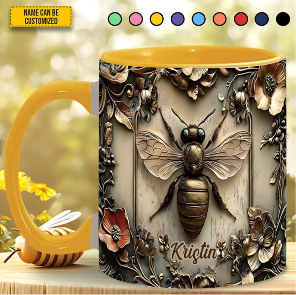 Personalized Vinatge Bee Accent Mug