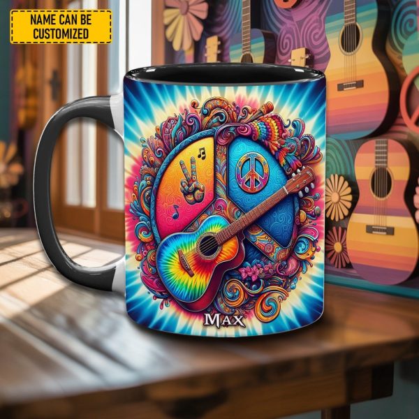 Hippie Guitar- Personalized Hippie Accent Mug