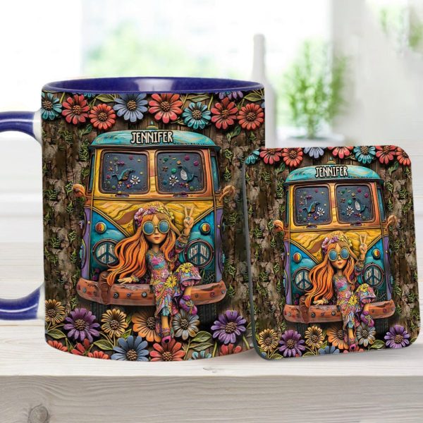 Hippie Girl - Personalized Hippie Accent Mug